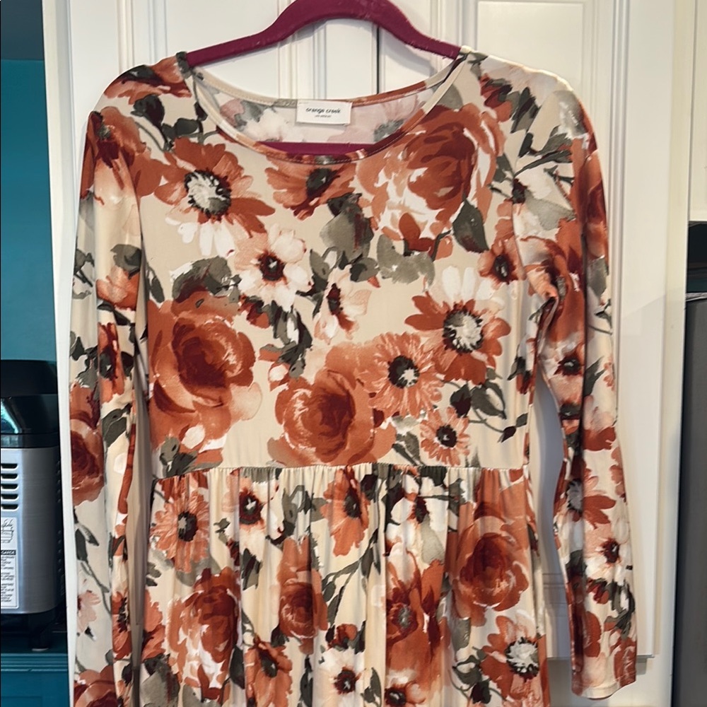 Orange Creek Floral Long Sleeve Dress Medium